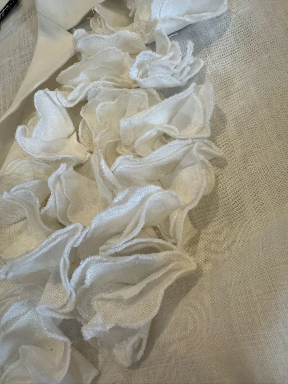 Lafayette 148 White Floral Appliqué Sleeveless Linen Button-Up Shirt Sz 12 - Picture 5 of 6